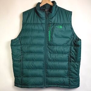 The North Face Mens XXL Aconcagua 2 Down Puffer Vest Green 550 Fill Ripstop
